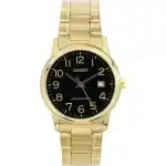 Casio Analog Gold Tone Stainless Steel Black Dial Quartz MTP-V002G-1B Men's Watch