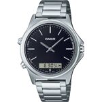 Casio Analog Digital Black Dial Stainless Steel MTP-VC01D-1E MTPVC01D-1 Men's Watch