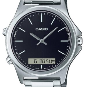 Casio Analog Digital Black Dial Stainless Steel MTP-VC01D-1E MTPVC01D-1 Men's Watch
