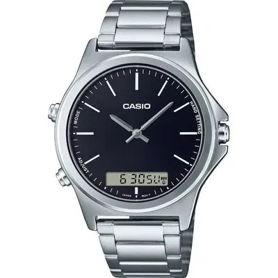 Casio Analog Digital Black Dial Stainless Steel MTP-VC01D-1E MTPVC01D-1 Men's Watch