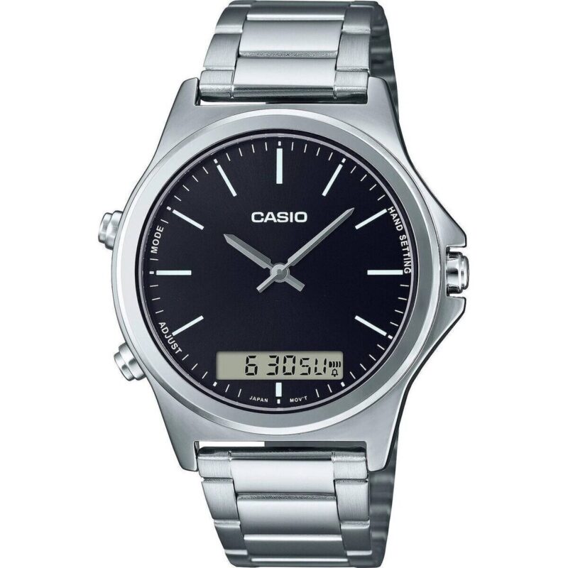 Casio Analog Digital Black Dial Stainless Steel MTP-VC01D-1E MTPVC01D-1 Men's Watch