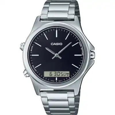 Casio Analog Digital Black Dial Stainless Steel MTP-VC01D-1E MTPVC01D-1 Men's Watch