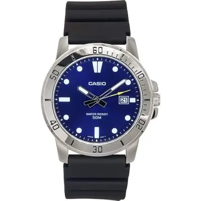 Casio Standard Analog Resin Strap Blue Dial Quartz MTP-VD01-2E Men's Watch