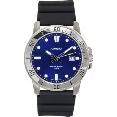 Casio Standard Analog Resin Strap Blue Dial Quartz MTP-VD01-2E Men's Watch