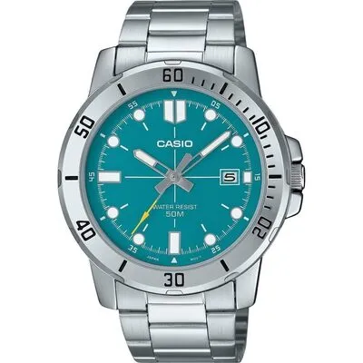 Casio Standard Analog Stainless Steel Turquoise Blue Dial Quartz MTP-VD01D-3E2V Men's Watch