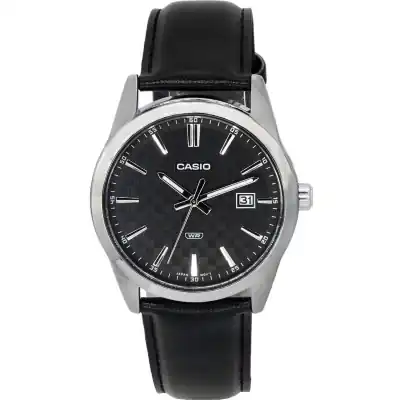 Casio Analog Leather Strap Black Dial Quartz MTP-VD03L-1A MTPVD03L-1 Men's Watch