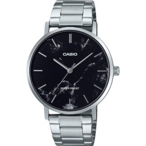 Casio Standard Analog Stainless Steel Marble Inspired Black Dial Quartz MTP-VT01DM-1A Men's Watch