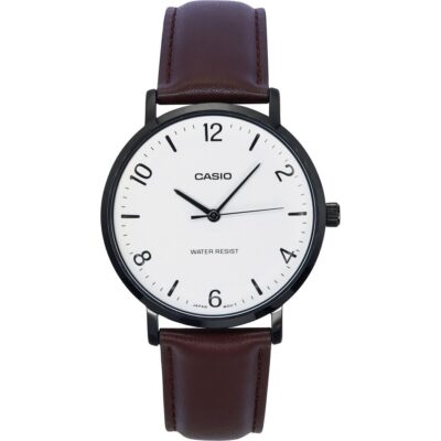 Casio Standard Analog Leather Strap White Dial Quartz MTP-VT03BL-7B Men's Watch