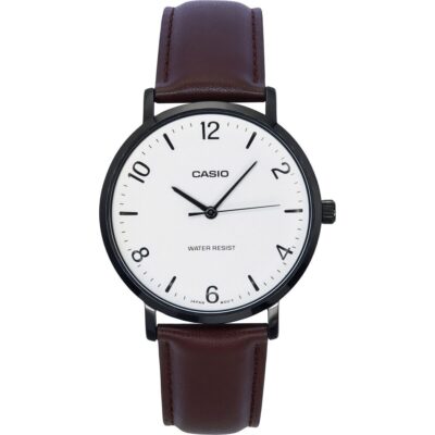 Casio Standard Analog Leather Strap White Dial Quartz MTP-VT03BL-7B Men's Watch