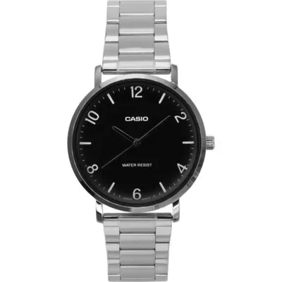 Casio Standard Analog Stainless Steel Black Dial Quartz MTP-VT03D-1B Men's Watch