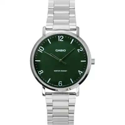 Casio Standard Analog Stainless Steel Green Dial Quartz MTP-VT03D-3B Men's Watch