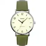 Casio Standard Analog Green Leather Strap White Dial Quartz MTP-VT03L-7B Men's Watch