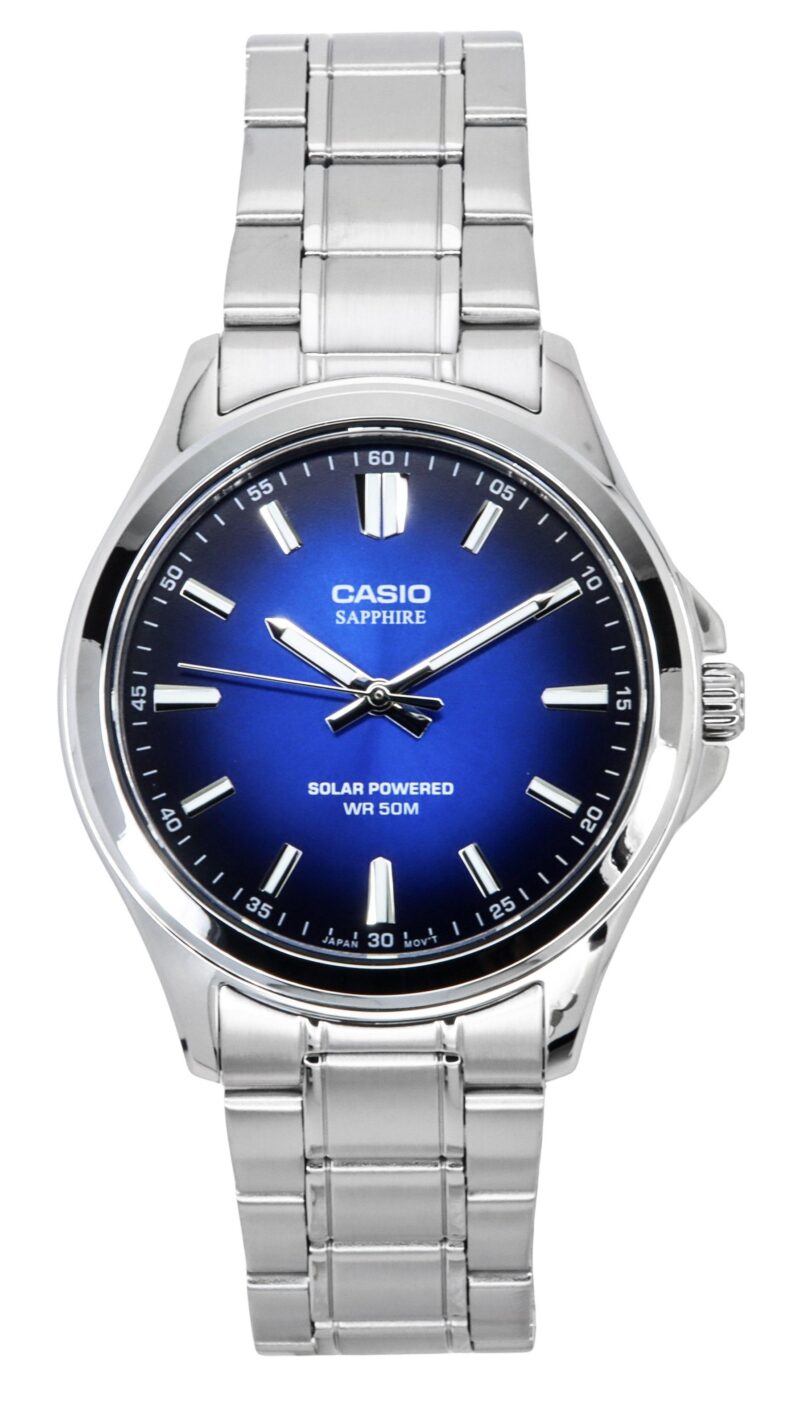 Casio Standard Analog Stainless Steel Blue Dial Solar MTS-RS100D-2AV Men's Watch Casio Standard Analog Stainless Steel Blue Dial Solar MTS-RS100D-2AV Men's Watch