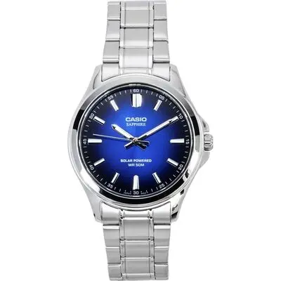 Casio Standard Analog Stainless Steel Blue Dial Solar MTS-RS100D-2AV Men's Watch