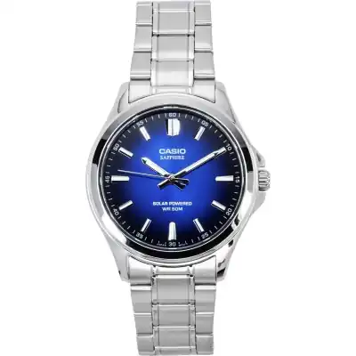 Casio Standard Analog Stainless Steel Blue Dial Solar MTS-RS100D-2AV Men's Watch