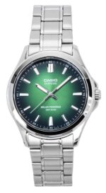 Casio Standard Analog Stainless Steel Green Dial Solar MTS-RS100D-3AV Men's Watch