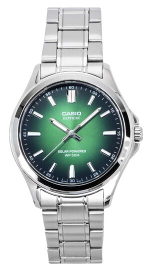 Casio Standard Analog Stainless Steel Green Dial Solar MTS-RS100D-3AV Men's Watch