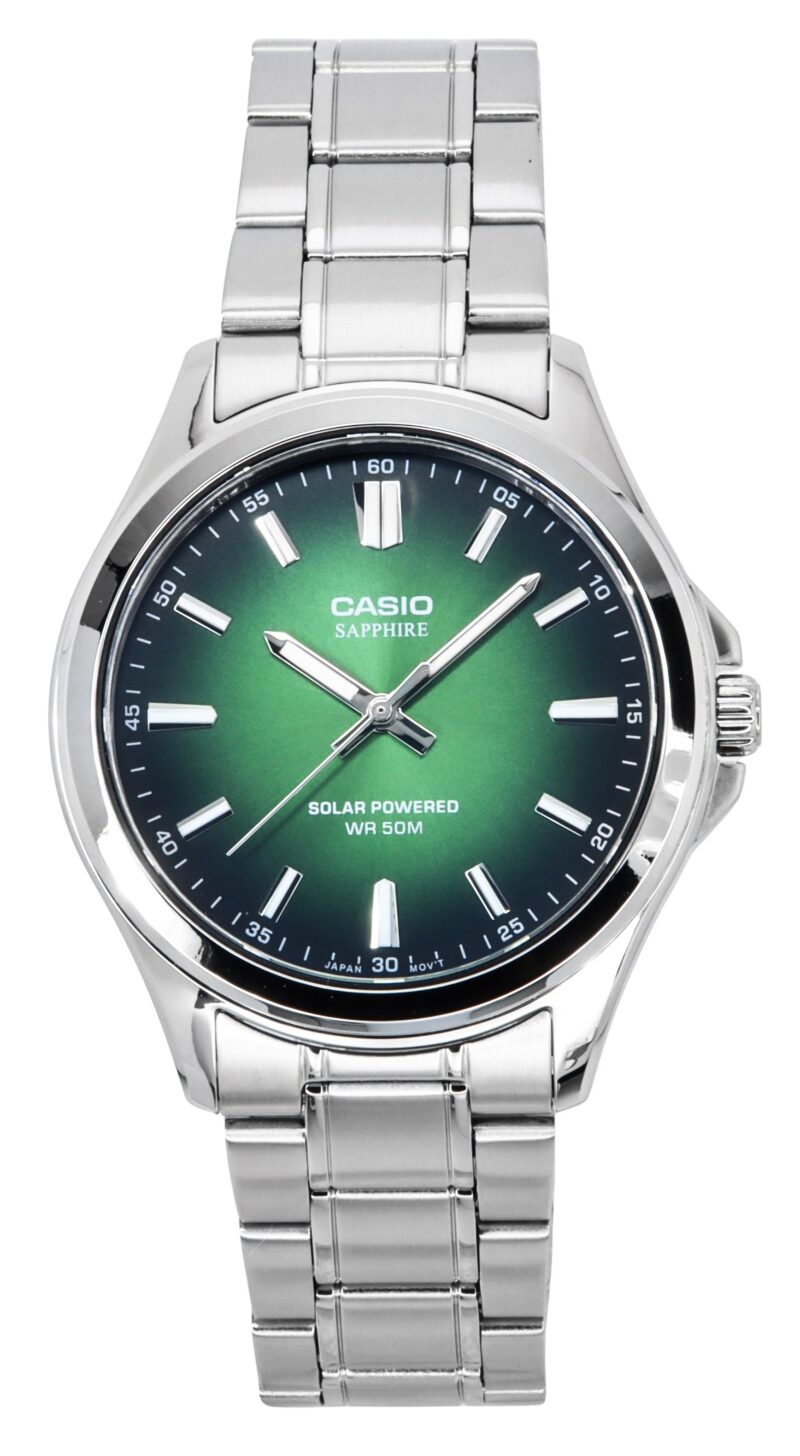 Casio Standard Analog Stainless Steel Green Dial Solar MTS-RS100D-3AV Men's Watch Casio Standard Analog Stainless Steel Green Dial Solar MTS-RS100D-3AV Men's Watch