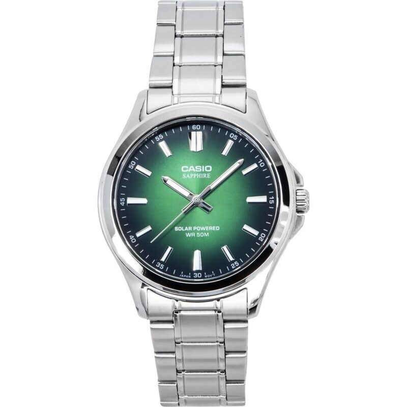 Casio Standard Analog Stainless Steel Green Dial Solar MTS-RS100D-3AV Men's Watch