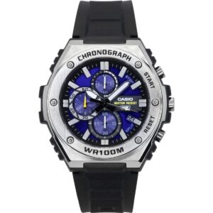 Casio Standard Analog Chronograph Resin Strap Blue Dial Quartz MWA-300H-2AV 100M Men's Watch