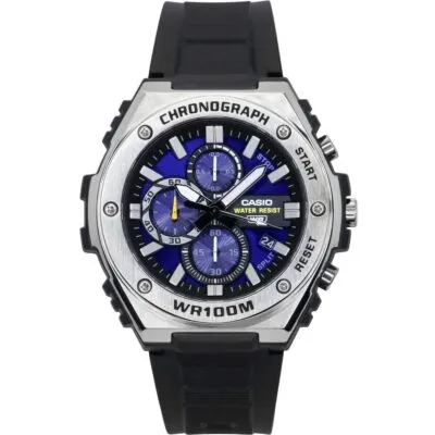 Casio Standard Analog Chronograph Resin Strap Blue Dial Quartz MWA-300H-2AV 100M Men's Watch
