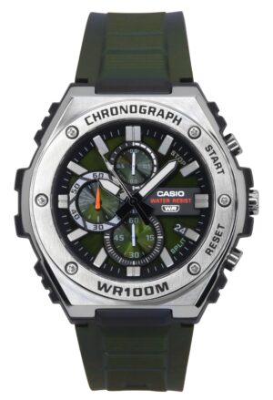 Casio Standard Analog Chronograph Resin Strap Green Dial Quartz MWA-300H-3AV 100M Men's Watch