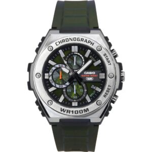 Casio Standard Analog Chronograph Resin Strap Green Dial Quartz MWA-300H-3AV 100M Men's Watch