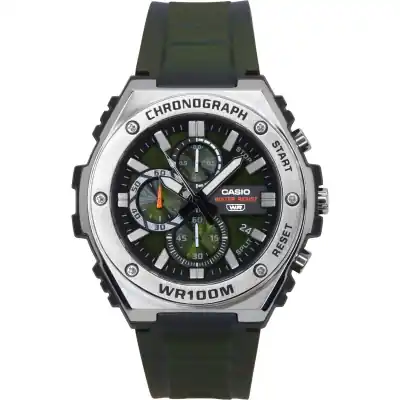 Casio Standard Analog Chronograph Resin Strap Green Dial Quartz MWA-300H-3AV 100M Men's Watch