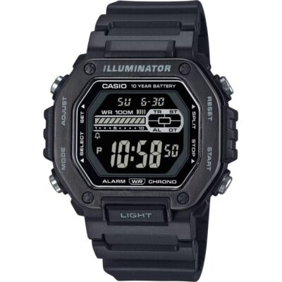 Casio Standard Digital Black Resin Strap Blue Dial Quartz MWD-110HB-1BV 100M Men's Watch