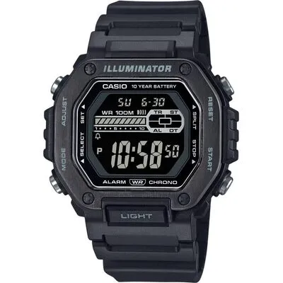 Casio Standard Digital Black Resin Strap Blue Dial Quartz MWD-110HB-1BV 100M Men's Watch