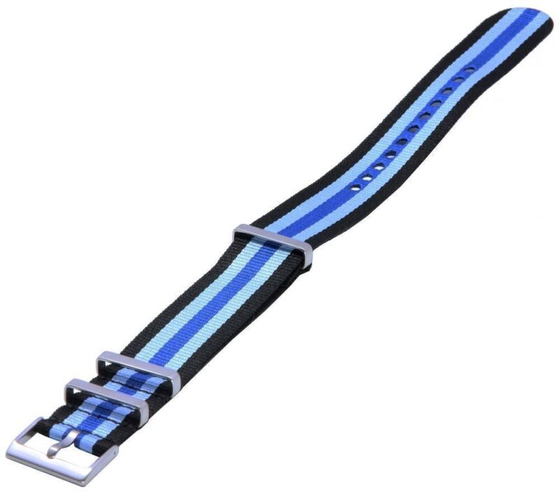 Ratio NATO20 Black and Blue Nylon 22mm Watch Strap Ratio NATO20 Black and Blue Nylon 22mm Watch Strap