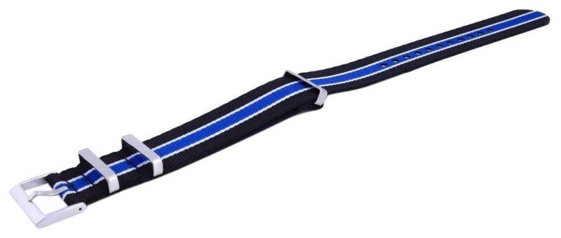 Ratio NATO36 Black And Blue Polyester 22mm Watch Strap Ratio NATO36 Black And Blue Polyester 22mm Watch Strap