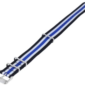 Ratio NATOR06 Multicolor Black White And Blue 20mm Polyester Watch Strap