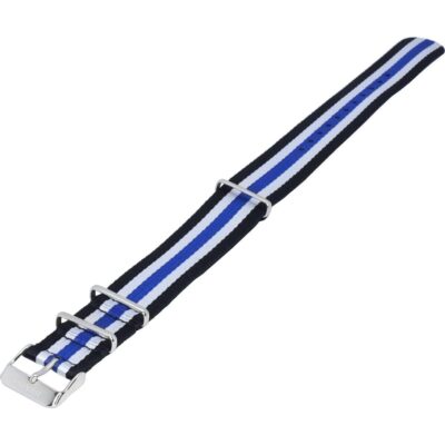 Ratio NATOR06 Multicolor Black White And Blue 20mm Polyester Watch Strap