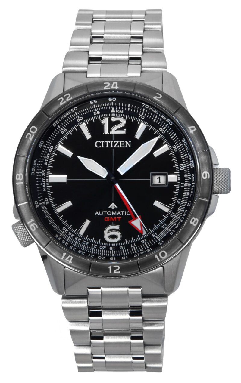 Citizen Promaster Air GMT Stainless Steel Black Dial Automatic NB6046-59E 200M Men's Pilot Watch