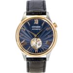 Citizen Leather Strap Open Heart Blue Dial Automatic Nh9136-02l Men's Watch