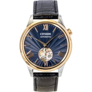 Citizen Leather Strap Open Heart Blue Dial Automatic Nh9136-02l Men's Watch