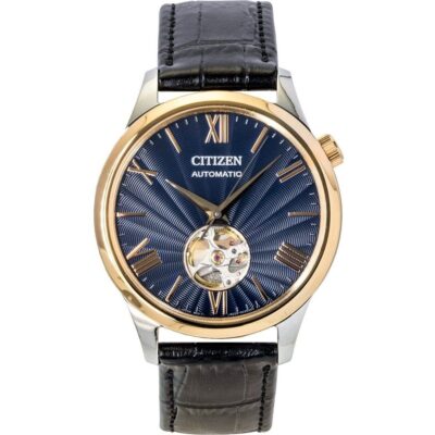 Citizen Leather Strap Open Heart Blue Dial Automatic NH9136-02L Men's Watch