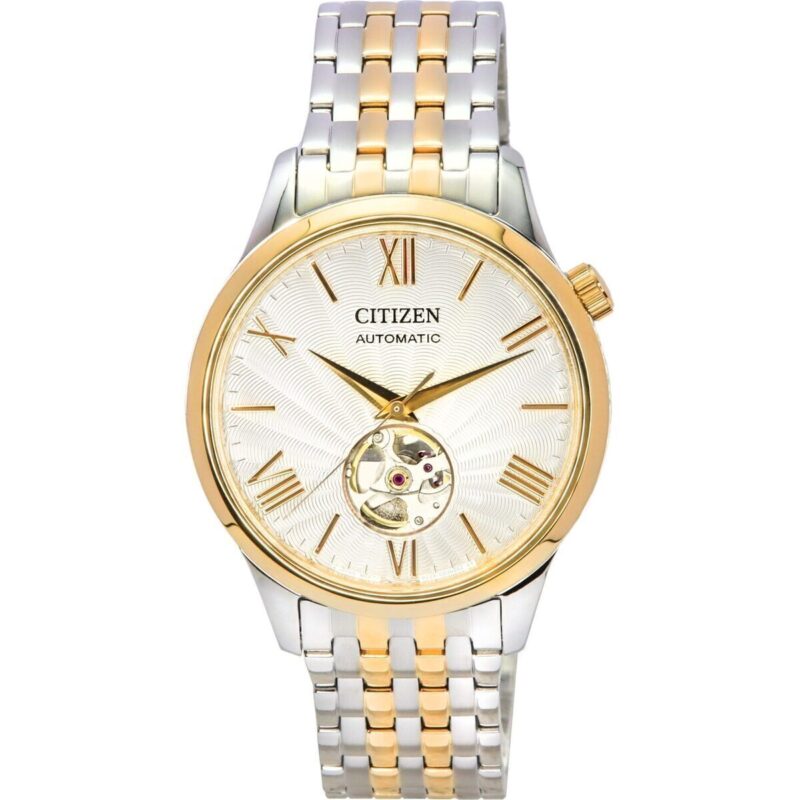 Citizen Two Tone Stainless Steel Open Heart White Dial Automatic NH9136-88A Men's Watch Citizen Two Tone Stainless Steel Open Heart White Dial Automatic NH9136-88A Men's Watch