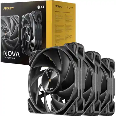 Antec NOVA 120 PWM Fan 3 Pack with Speed Controller - Black