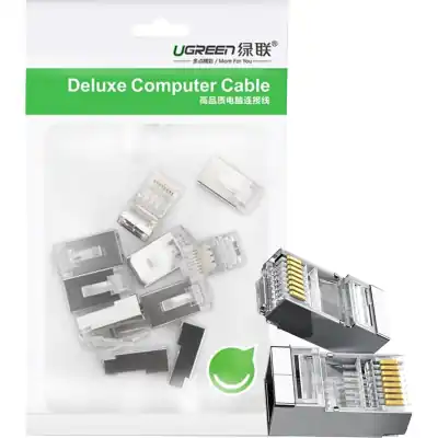 UGreen NW111 RJ45 Cat6 Ethernet Network Head 100 Pack - Silver/Transparent
