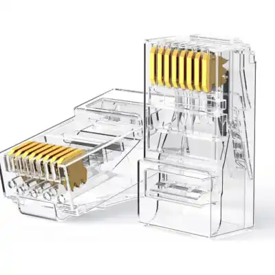 UGreen Cat6 RJ45 Modular Plugs (50 Pcs)–Transparent with Gold Contacts