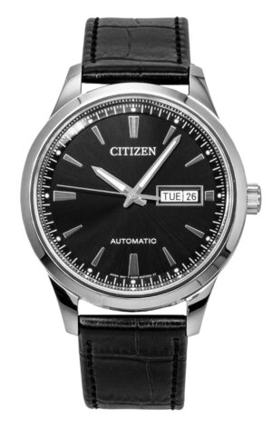 Citizen Leather Strap Black Dial Automatic NY4058-01E Men's Watch