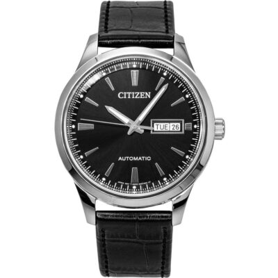 Citizen Leather Strap Black Dial Automatic NY4058-01E Men's Watch