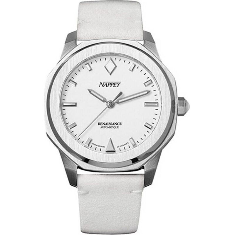 Nappey Renaissance Steel And White Suede Automatic NY41-AD2M-3B2A 200M Unisex Watch Nappey Renaissance Steel And White Suede Automatic NY41-AD2M-3B2A 200M Unisex Watch