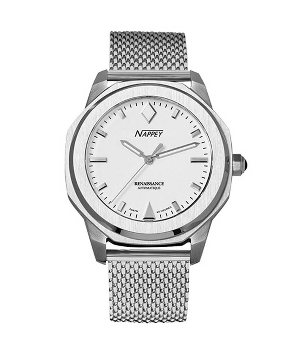 Nappey Renaissance Steel And White Milanese Automatic NY41-AD2M-6B2AA 200M Unisex Watch 1 Nappey Renaissance Steel And White Milanese Automatic NY41-AD2M-6B2AA 200M Unisex Watch