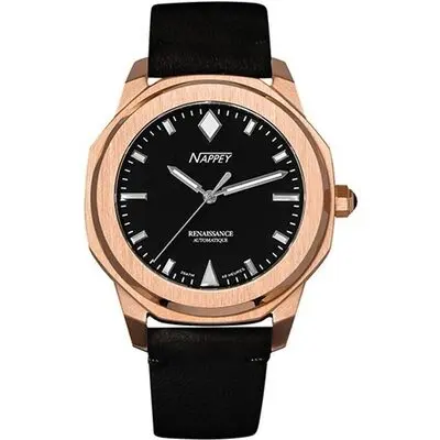 Nappey Renaissance Rose Gold And Black Suede Automatic NY41-BD1M-3B1A 200M Unisex Watch