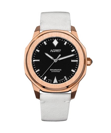 Nappey Renaissance Rose Gold And Black Suede Automatic NY41-BD1M-3B2A 200M Unisex Watch