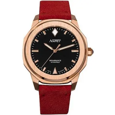 Nappey Renaissance Steel And Black Suede Automatic NY41-BD1M-3B6A 200M Unisex Watch