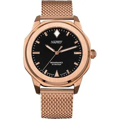 Nappey Renaissance Rose Gold And Black Milanese Automatic NY41-BD1M-6B9A 200M Unisex Watch